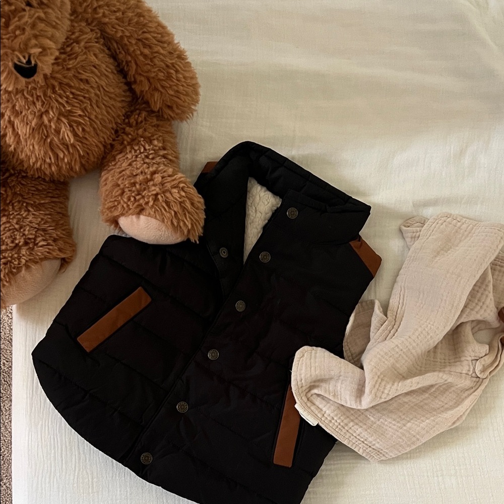 Janie and Jack Black Vest with Cream Lining